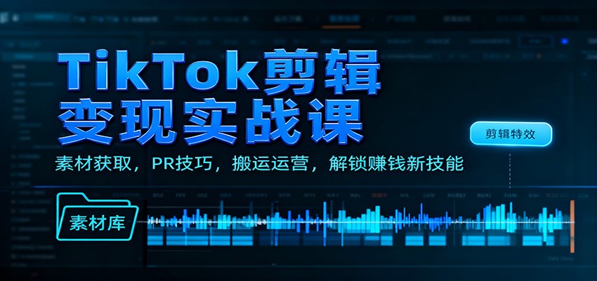 TikTok剪辑变现实战课：素材获取，PR技巧，搬运运营，解锁赚钱新技能-保成圈-山云人力,分享创业咨询_最新网络项目资源