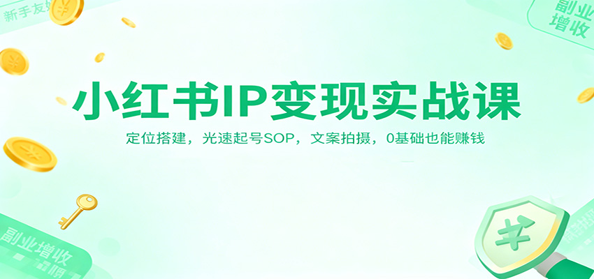 小红书IP变现实战课：定位搭建，光速起号SOP，文案拍摄，0基础也能赚钱-保成圈-山云人力,分享创业咨询_最新网络项目资源