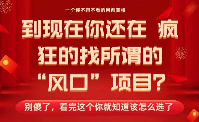 马上26年了，你还在找所谓的风口项目？别傻了，看完这个你全都懂了！【揭秘】-保成圈-山云人力,分享创业咨询_最新网络项目资源