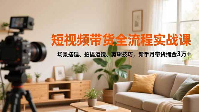 短视频带货全流程实战课，场景搭建、拍摄运镜、剪辑技巧，新手月带货佣金3万+-保成圈-山云人力,分享创业咨询_最新网络项目资源