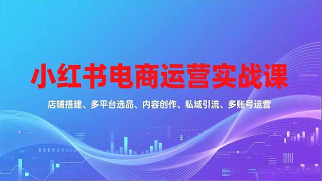 小红书电商运营实战课，店铺搭建、多平台选品、内容创作、私域引流、多账号运营等玩法-保成圈-山云人力,分享创业咨询_最新网络项目资源