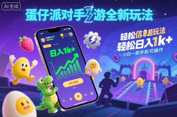 蛋仔派对手游全新玩法，轻松日入1k+，风口信息差玩法，当天见收益，小白一部手机可操作-保成圈-山云人力,分享创业咨询_最新网络项目资源