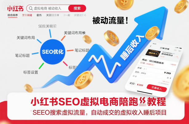 小红书SEO虚拟电商陪跑教程，实现seo搜索被动流量，自动成交的被动收入睡后项目-保成圈-山云人力,分享创业咨询_最新网络项目资源