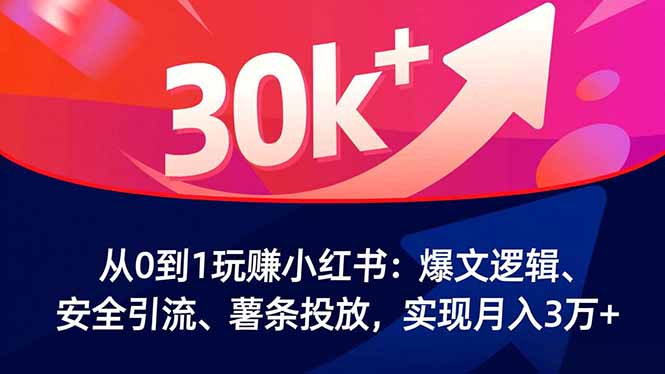 从0到1玩赚小红书：爆文逻辑、安全引流、薯条投放，实现月入3万+-保成圈-山云人力,分享创业咨询_最新网络项目资源