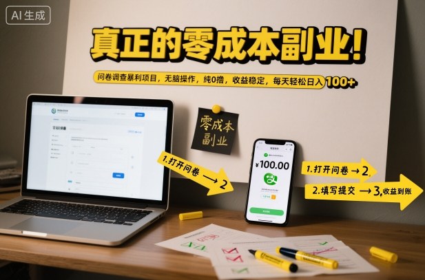真正的零成本副业！问卷调查暴利项目，无脑操作，纯0撸，收益稳定，每天轻松日入100+【揭秘】-保成圈-山云人力,分享创业咨询_最新网络项目资源