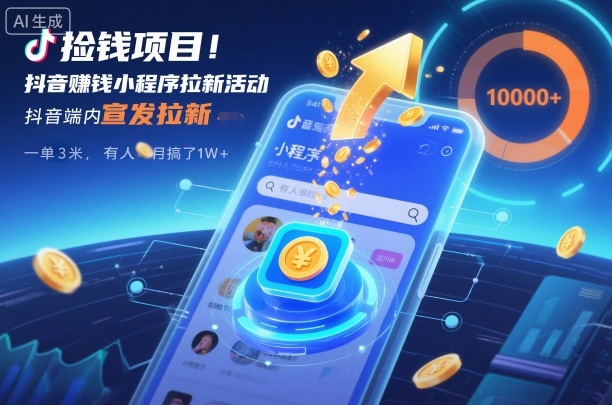 捡钱项目！抖音賺钱小程序拉新活动，抖音端内宣发拉新，一单3米，有人半个月搞了1W+-保成圈-山云人力,分享创业咨询_最新网络项目资源