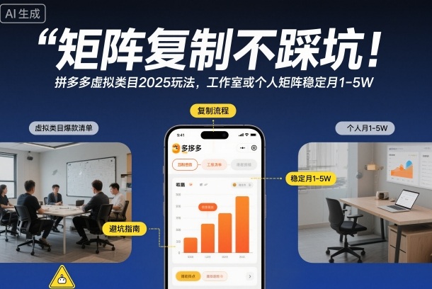 矩阵复制不踩坑！拼多多虚拟类目2025玩法，工作室或者个人矩阵稳定月1-5W【揭秘】-保成圈-山云人力,分享创业咨询_最新网络项目资源