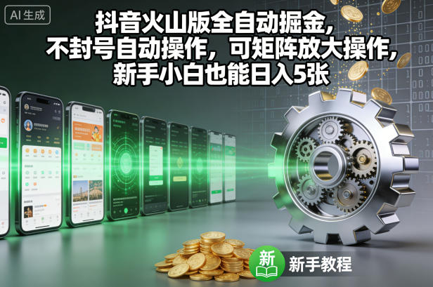 抖音火山版全自动掘金，不封号自动操作，可矩阵放大操作，新手小白也能日入5张【揭秘】-保成圈-山云人力,分享创业咨询_最新网络项目资源