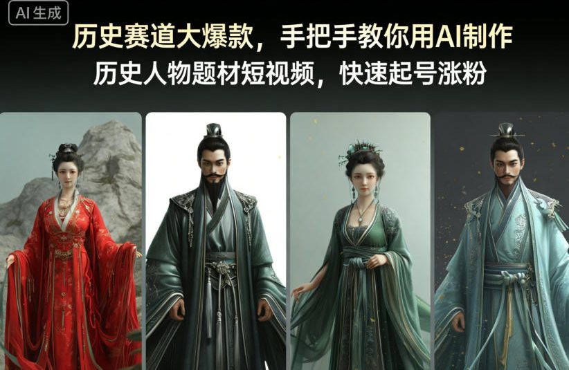 历史赛道大爆款，手把手教你用AI制作历史人物题材短视频，快速起号涨粉-保成圈-山云人力,分享创业咨询_最新网络项目资源