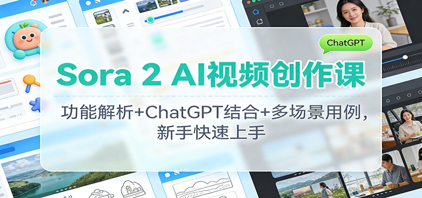 Sora 2 AI视频创作课：功能解析+ChatGPT结合+多场景用例，新手快速上手-保成圈-山云人力,分享创业咨询_最新网络项目资源