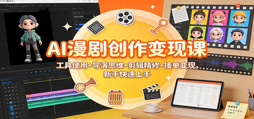 AI漫剧创作变现课：工具使用+导演思维+剪辑精修+接单变现，新手快速上手-保成圈-山云人力,分享创业咨询_最新网络项目资源