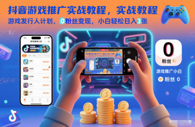 抖音游戏推广实战教程，游戏发行人计划，0粉丝变现，小白轻松日入3张-保成圈-山云人力,分享创业咨询_最新网络项目资源