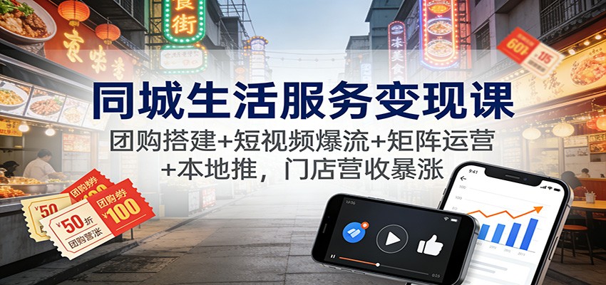 同城生活服务变现课：团购搭建+短视频爆流+矩阵运营+本地推，门店营收暴涨-保成圈-山云人力,分享创业咨询_最新网络项目资源