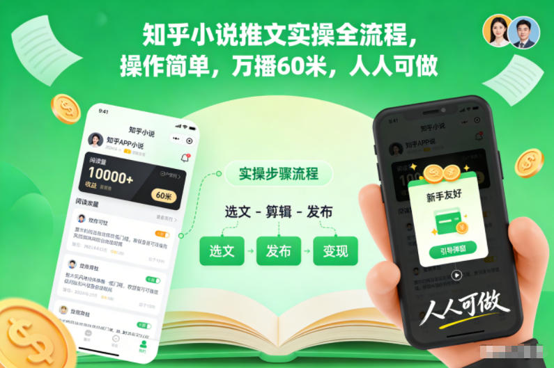 知乎小说推文实操全流程，操作简单，万播60米，人人可做-保成圈-山云人力,分享创业咨询_最新网络项目资源