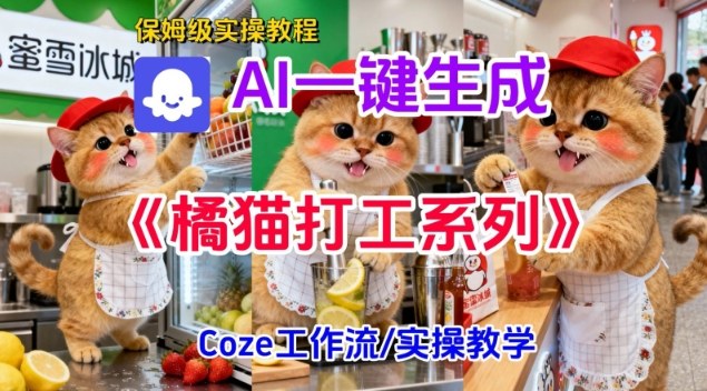 Coze扣子工作流一键生成胖橘猫打工短视频，保姆级实操搭建教学-保成圈-山云人力,分享创业咨询_最新网络项目资源