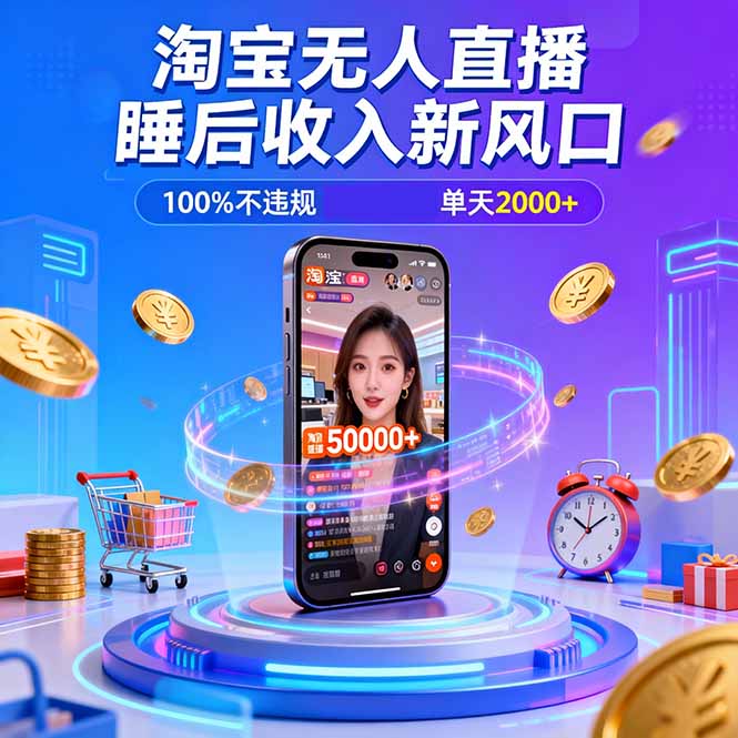 淘宝无人直播，不违规不封号，直播100小时卖了5万，年底旺季！-保成圈-山云人力,分享创业咨询_最新网络项目资源