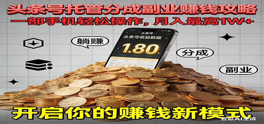 全程托管今日头条，一部手机就可以开干，最高躺赚1W+-保成圈-山云人力,分享创业咨询_最新网络项目资源