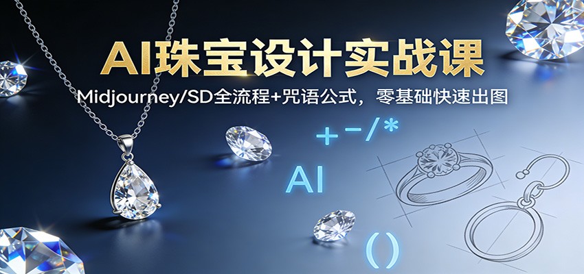 AI珠宝设计实战课：Midjourney/SD全流程+咒语公式，零基础快速出图-保成圈-山云人力,分享创业咨询_最新网络项目资源