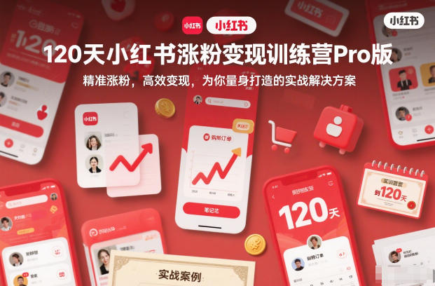 120天小红书涨粉变现训练营Pro版，​精准涨粉，高效变现​，为你量身打造的实战解决方案-保成圈-山云人力,分享创业咨询_最新网络项目资源