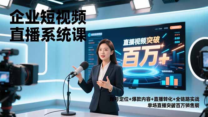 企业短视频直播系统课，账号定位+爆款内容+直播转化+全链路实战，单场直播突破百万销售额-保成圈-山云人力,分享创业咨询_最新网络项目资源