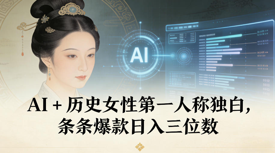 AI+历史女性第一人称独白，条条爆款日入三位数-保成圈-山云人力,分享创业咨询_最新网络项目资源