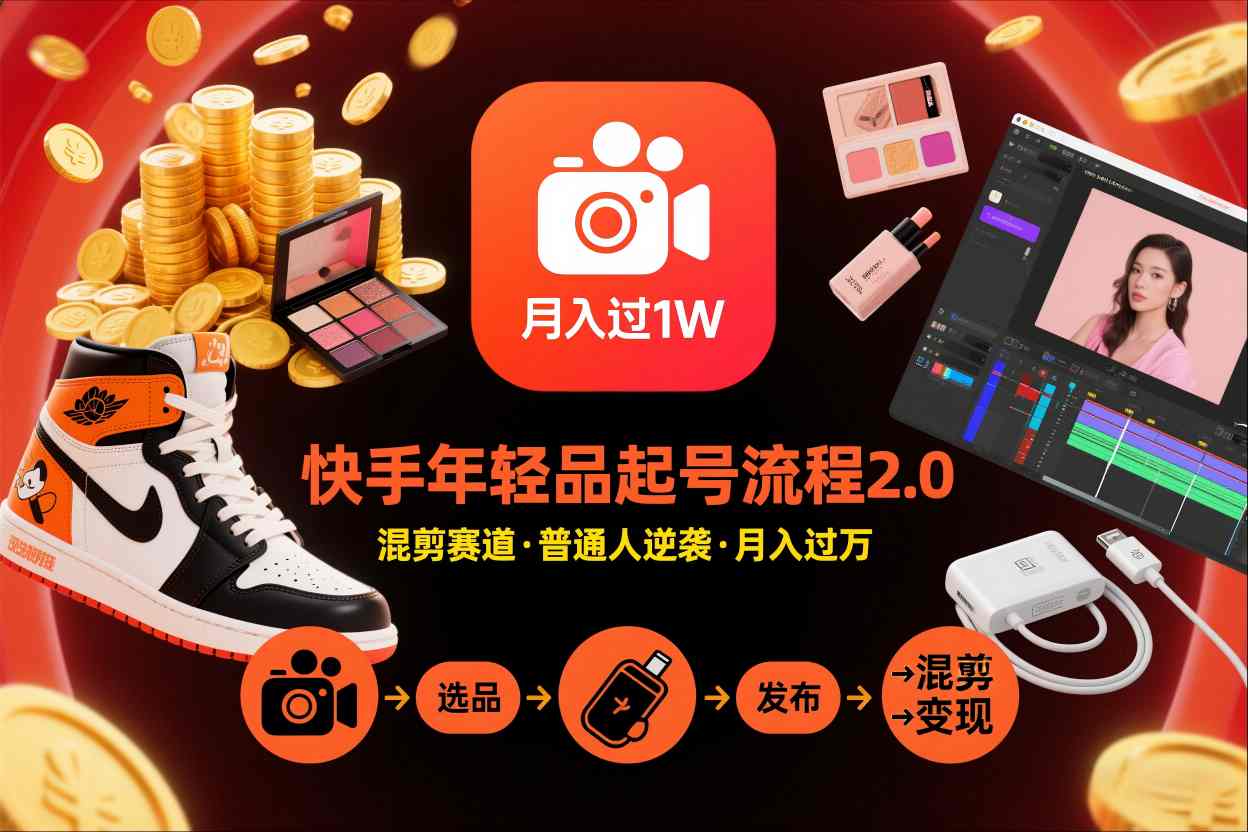 快手短视频带货年轻品起号流程2.0，快手年轻品混剪赛道，普通人也能月入过1W-保成圈-山云人力,分享创业咨询_最新网络项目资源