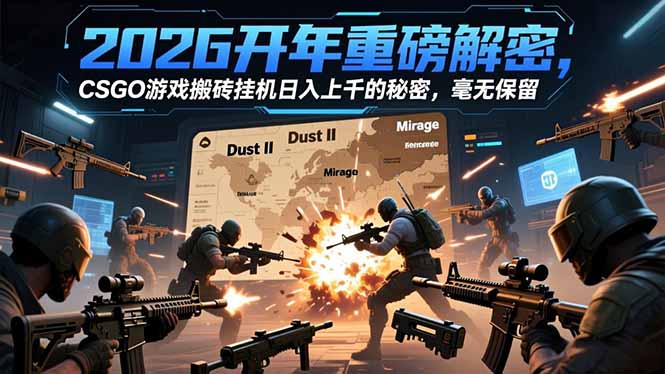 2026开年重磅解密，CSGO游戏搬砖挂机日入上千的秘密，毫无保留-保成圈-山云人力,分享创业咨询_最新网络项目资源