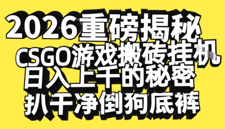 2026开年重磅解密，CSGO游戏搬砖挂G日入1k+的秘密，把倒狗的底裤扒干【揭秘】-保成圈-山云人力,分享创业咨询_最新网络项目资源