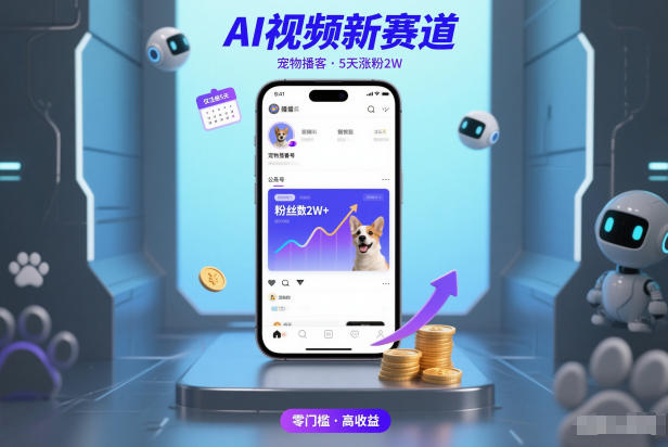 AI视频新赛道，宠物播客仅注册5天涨粉2W，收益非常可观-保成圈-山云人力,分享创业咨询_最新网络项目资源
