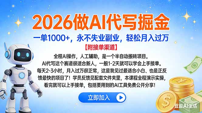 2026做AI代写掘金，一单1000+，永不失业副业，轻松月入过万-保成圈-山云人力,分享创业咨询_最新网络项目资源