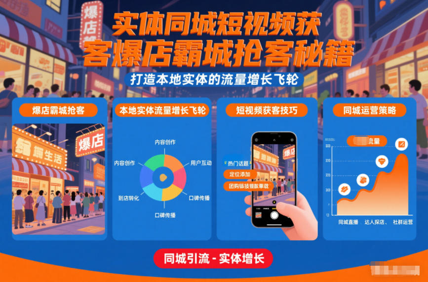 实体同城短视频获客爆店霸城抢客秘籍，打造本地实体的流量增长飞轮-保成圈-山云人力,分享创业咨询_最新网络项目资源