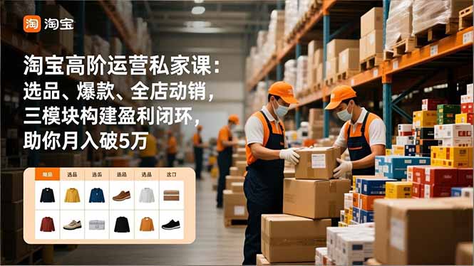 淘宝高阶运营私家课：选品、爆款、全店动销，三模块构建盈利闭环，助你月入破5万(更新12月-保成圈-山云人力,分享创业咨询_最新网络项目资源