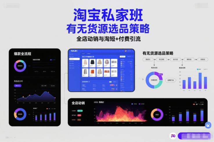淘宝私家班，有无货源选品策略，高成功率爆款全流程打法，全店动销与淘短+付费引流(更新)-保成圈-山云人力,分享创业咨询_最新网络项目资源