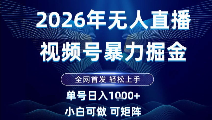2026最新视频号无人直播掘金，全网首发，小白可以玩，长期稳定日入1k+【揭秘】-保成圈-山云人力,分享创业咨询_最新网络项目资源