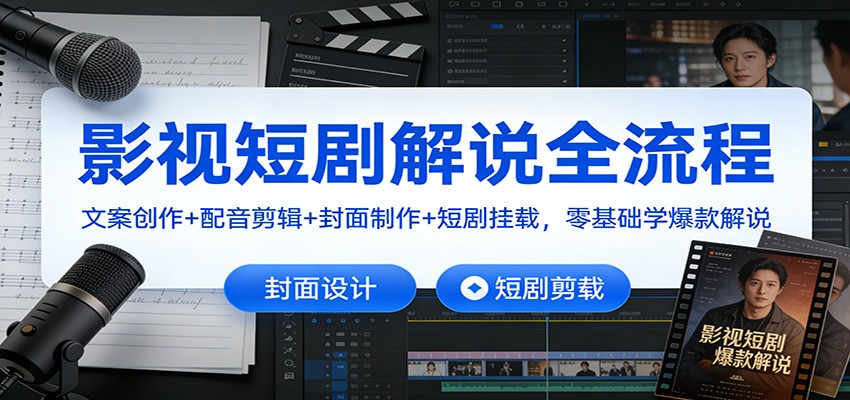 影视短剧解说全流程：文案创作+配音剪辑+封面制作+短剧挂载，零基础学爆款解说-保成圈-山云人力,分享创业咨询_最新网络项目资源