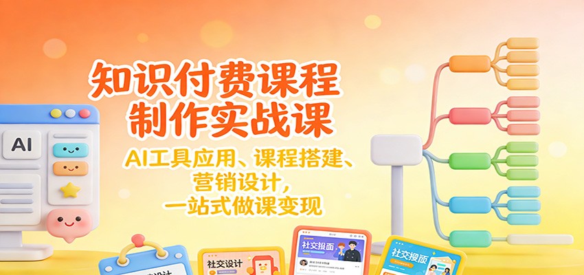 知识付费课程制作实战课：AI工具应用 、课程搭建、营销设计，一站式做课变现-保成圈-山云人力,分享创业咨询_最新网络项目资源