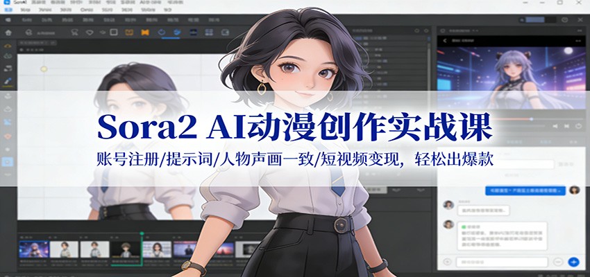 Sora2 AI动漫创作实战课：账号注册/提示词/人物声画一致/短视频变现，轻松出爆款-保成圈-山云人力,分享创业咨询_最新网络项目资源