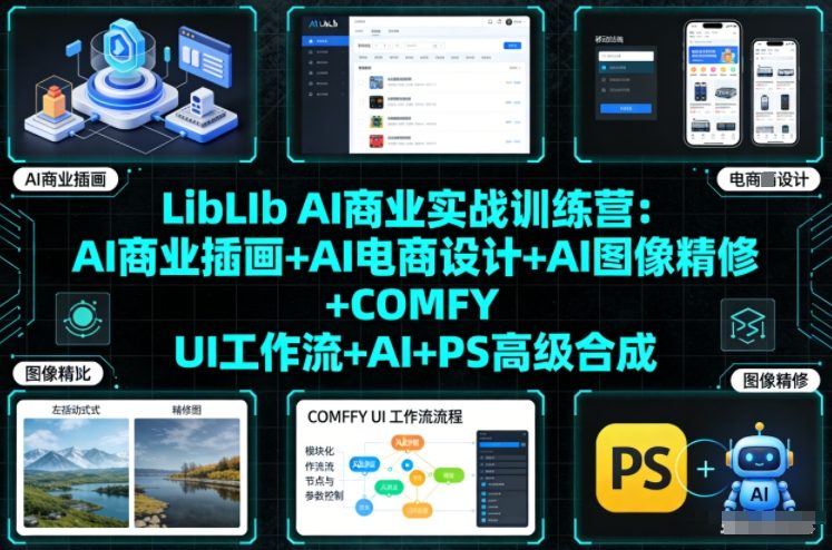 LibLIb AI商业实战训练营：AI商业插画+AI电商设计+AI图像精修+COMFY UI工作流+AI+PS高级合成-保成圈-山云人力,分享创业咨询_最新网络项目资源