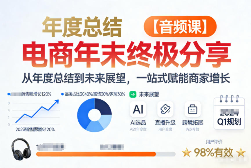 电商年未终极分享，从年度总结到未来展望，一站式赋能商家增长【音频课】-保成圈-山云人力,分享创业咨询_最新网络项目资源