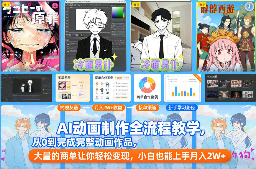 AI动画制作全流程教学，从0到完成完整动画作品，大量的商单让你轻松变现，小白也能上手月入2W+-保成圈-山云人力,分享创业咨询_最新网络项目资源