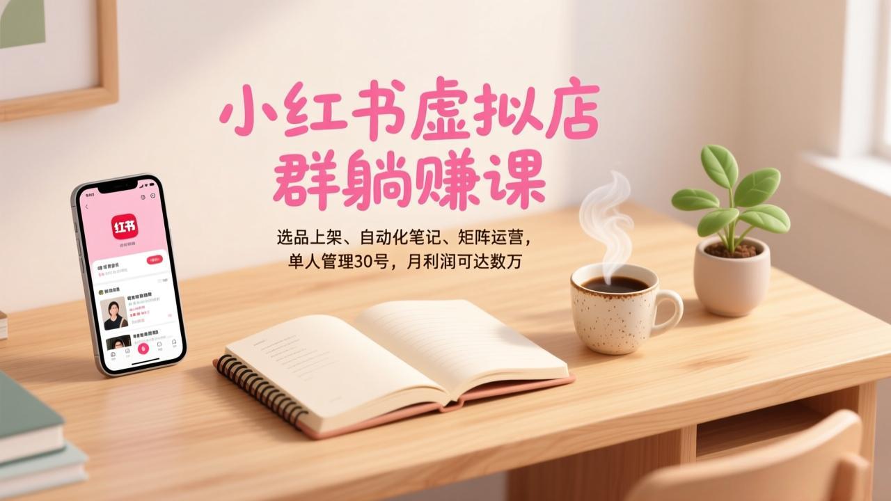 小红书虚拟店群躺赚课，选品上架、自动化笔记、矩阵运营，单人管理30号，月利润可达数万-保成圈-山云人力,分享创业咨询_最新网络项目资源