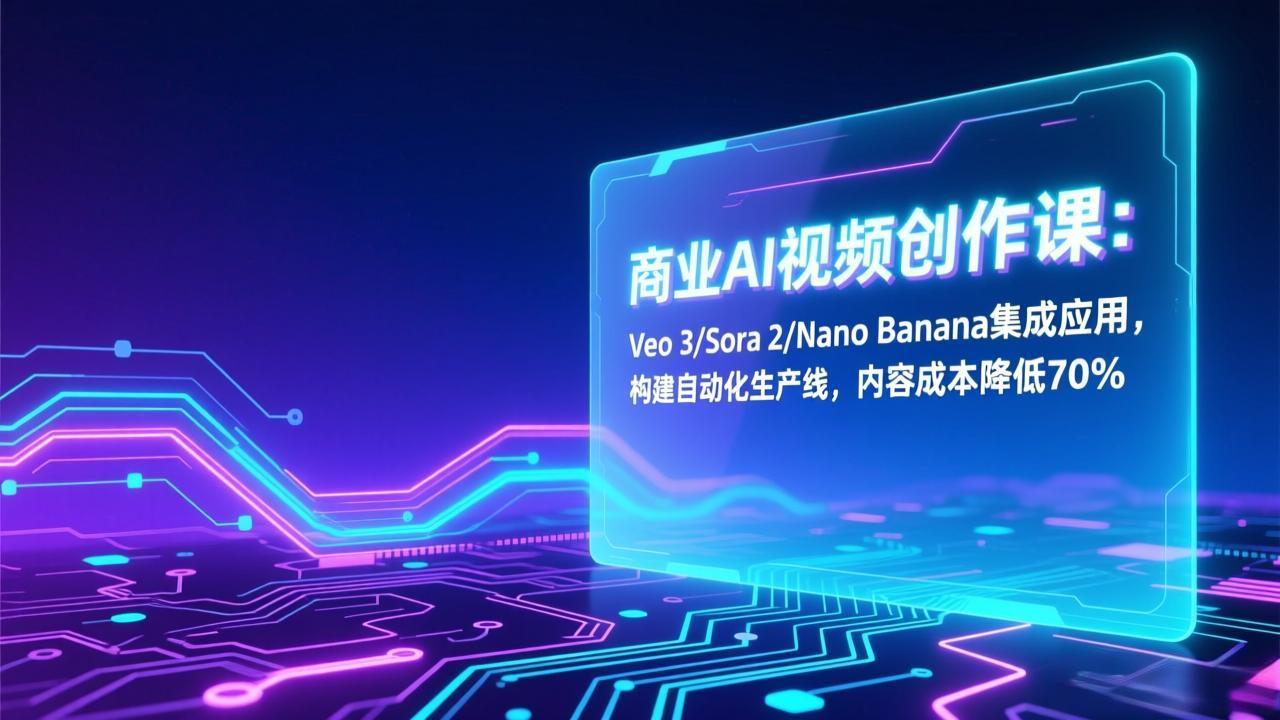 商业AI视频创作课：Veo 3/Sora 2/Nano Banana集成应用，构建自动化生产线，内容成本降低70%-保成圈-山云人力,分享创业咨询_最新网络项目资源
