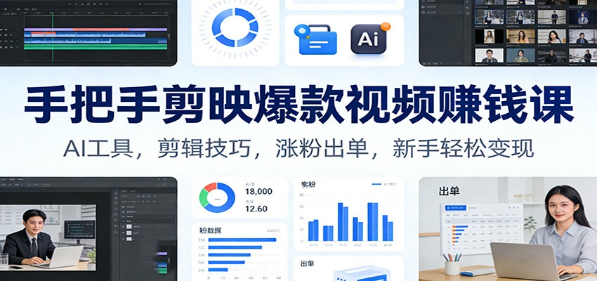 手把手剪映爆款视频赚钱课：AI工具，剪辑技巧，涨粉出单，新手轻松变现-保成圈-山云人力,分享创业咨询_最新网络项目资源