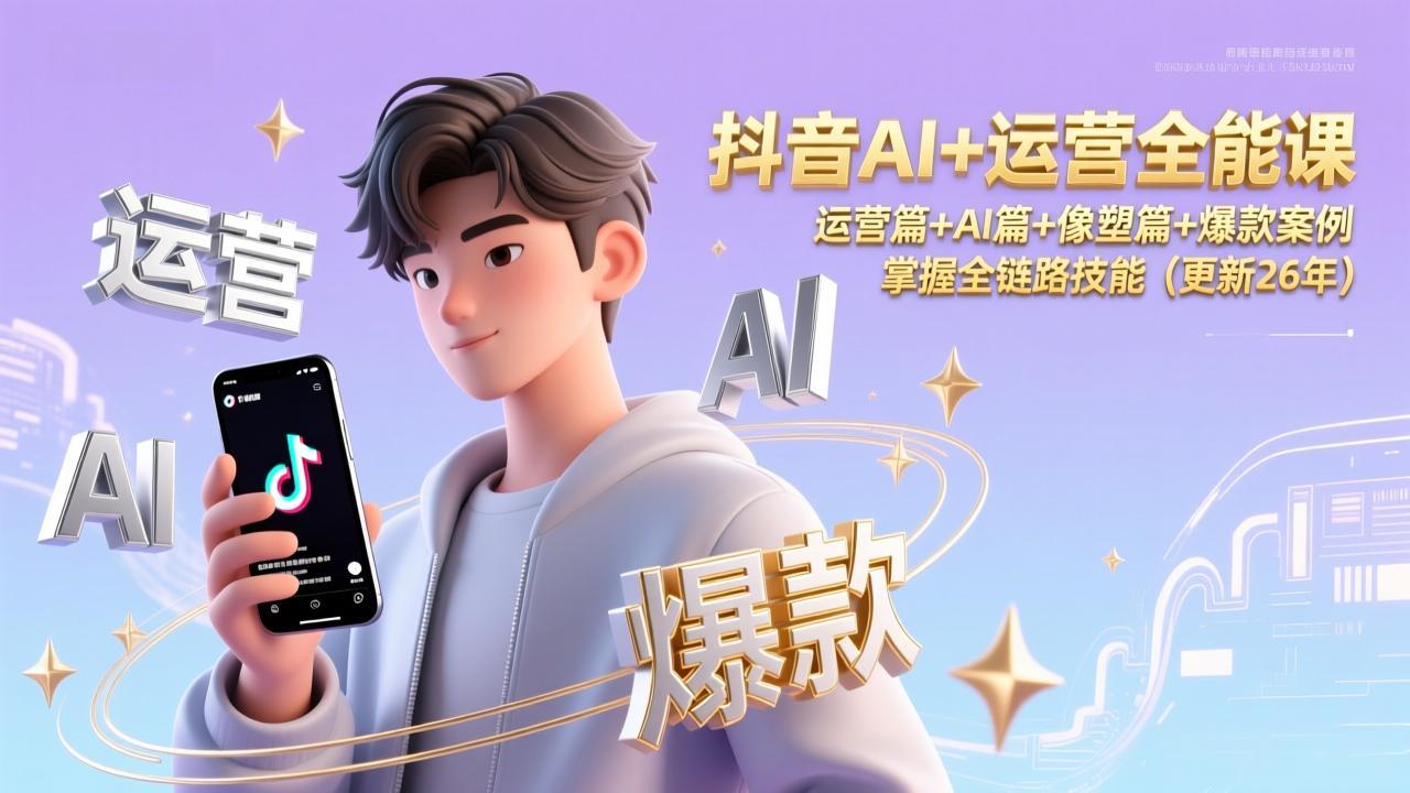 抖音AI+运营全能课，运营篇+AI篇+像塑篇+爆款案例，掌握全链路技能(更新26年-保成圈-山云人力,分享创业咨询_最新网络项目资源