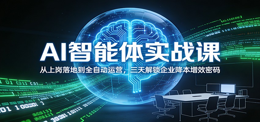 AI智能体实战课：从上岗落地到全自动运营，三天解锁企业降本增效密码-保成圈-山云人力,分享创业咨询_最新网络项目资源