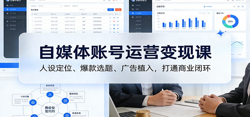 自媒体账号运营变现课：人设定位、爆款选题、广告植入，打通商业闭环-保成圈-山云人力,分享创业咨询_最新网络项目资源
