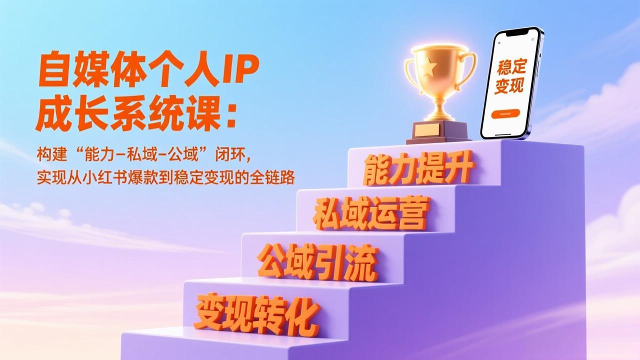 自媒体个人IP成长系统课：构建“能力-私域-公域”闭环，实现从小红书爆款到稳定变现的全链路-保成圈-山云人力,分享创业咨询_最新网络项目资源