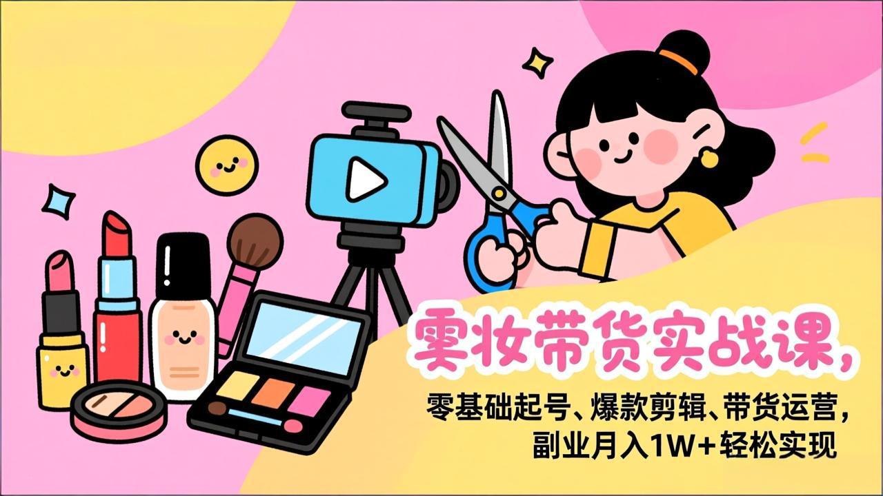 美妆带货实战课，零基础起号、爆款剪辑、带货运营，副业月入1W+轻松实现-保成圈-山云人力,分享创业咨询_最新网络项目资源