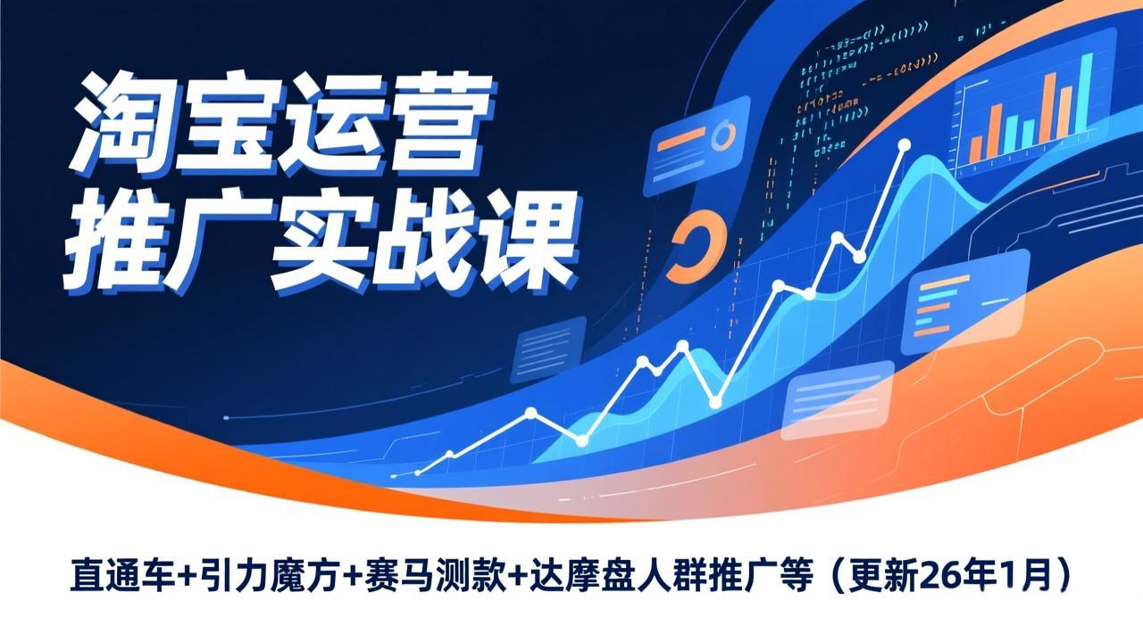 淘宝运营推广实战课，直通车+引力魔方+赛马测款+达摩盘人群推广等(更新26年1月-保成圈-山云人力,分享创业咨询_最新网络项目资源