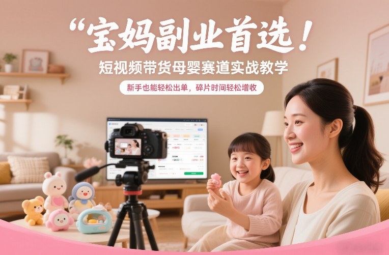 宝妈副业首选！短视频带货母婴赛道实战教学，新手也能轻松出单，碎片时间轻松增收-保成圈-山云人力,分享创业咨询_最新网络项目资源